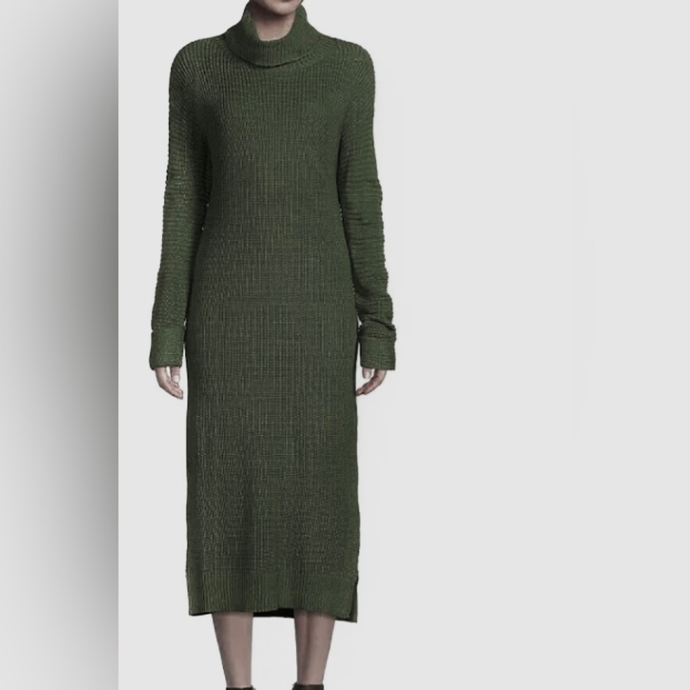 NWOT Stitchdrop Knit Turtleneck Dress Forest Green Women’s Small